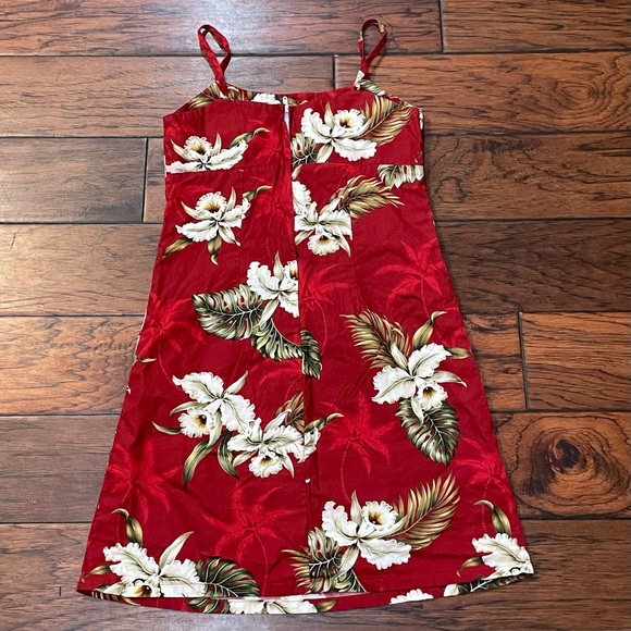 VTG Ky’s Hawaii Red Floral Tank Dress Beach Vacation Luau Girls Sz 12 Made USA - Picture 2 of 3